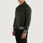 Paget Green Leather Varsity Jacket